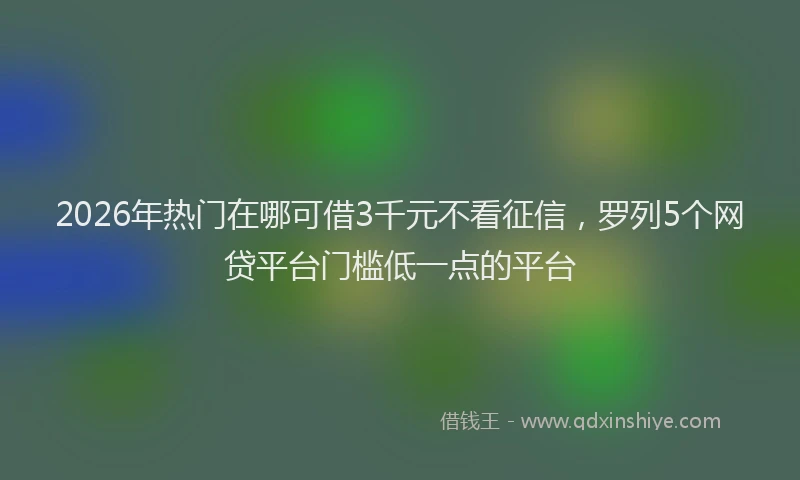 2026年热门在哪可借3千元不看征信，罗列5个网贷平台门槛低一点的平台