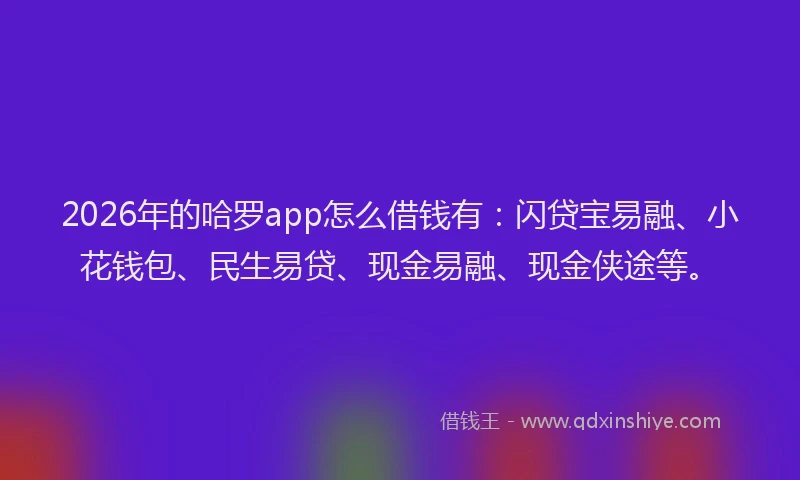 2026年的哈罗app怎么借钱有：闪贷宝易融、小花钱包、民生易贷、现金易融、现金侠途等。