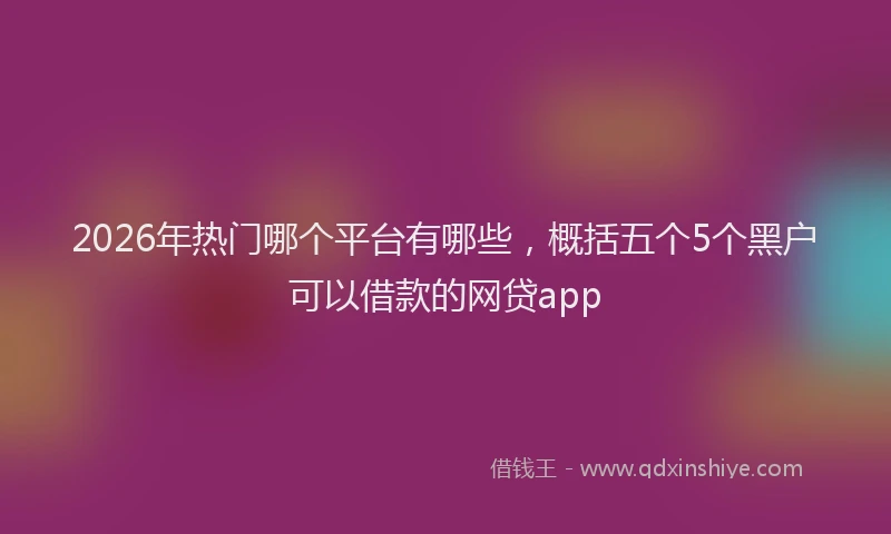 2026年热门哪个平台有哪些，概括五个5个黑户可以借款的网贷app