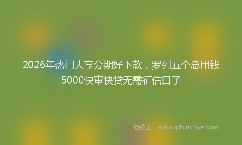2026年热门大亨分期好下款，罗列五个急用钱5000快审快贷无需征信口子