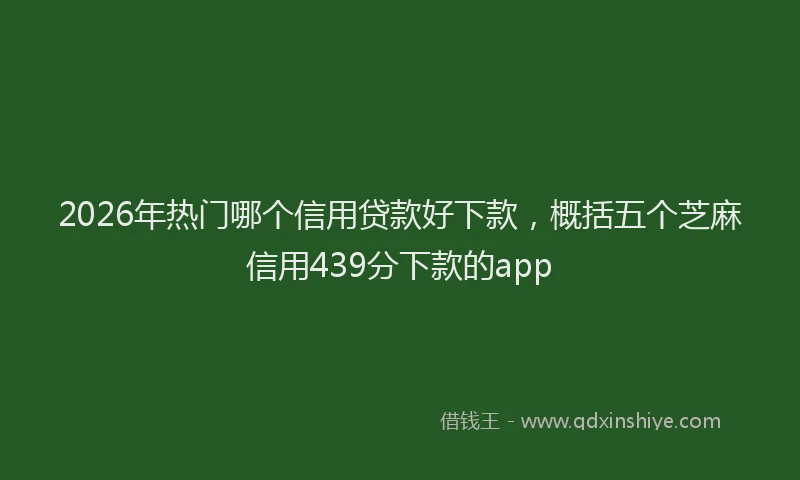 2026年热门哪个信用贷款好下款，概括五个芝麻信用439分下款的app