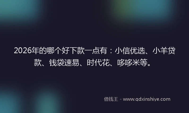 2026年的哪个好下款一点有：小信优选、小羊贷款、钱袋速易、时代花、哆哆米等。