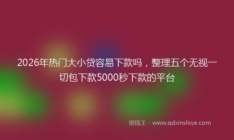 2026年热门大小贷容易下款吗，整理五个无视一切包下款5000秒下款的平台