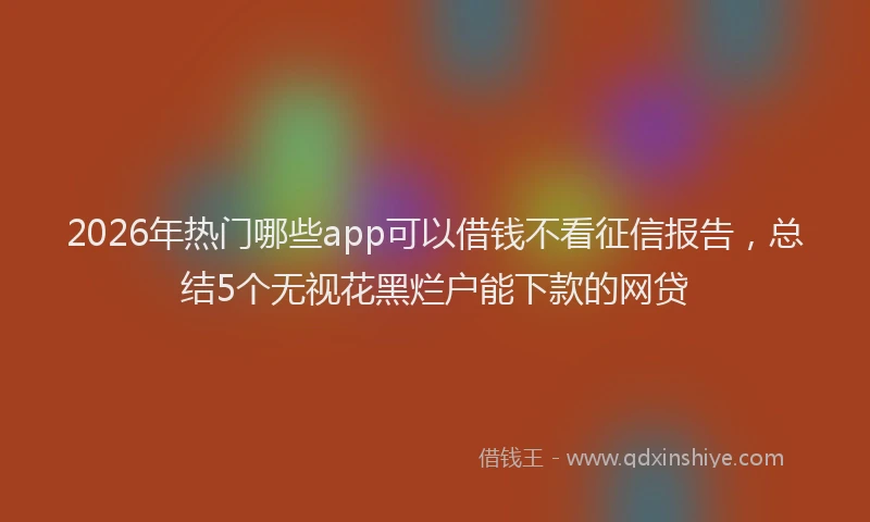 2026年热门哪些app可以借钱不看征信报告，总结5个无视花黑烂户能下款的网贷