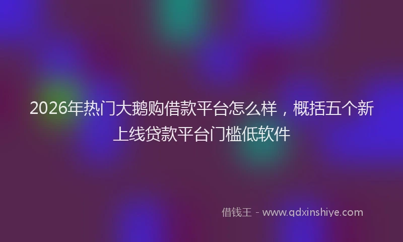 2026年热门大鹅购借款平台怎么样，概括五个新上线贷款平台门槛低软件