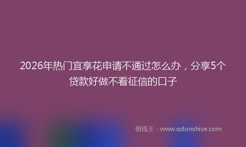 2026年热门宜享花申请不通过怎么办，分享5个贷款好做不看征信的口子