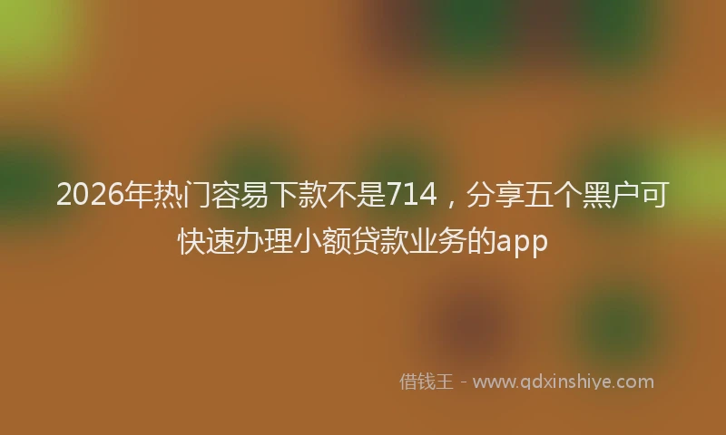 2026年热门容易下款不是714，分享五个黑户可快速办理小额贷款业务的app