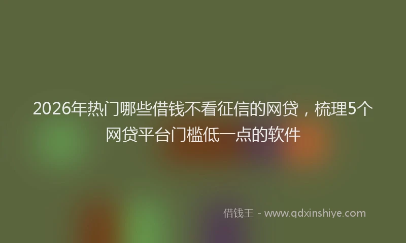 2026年热门哪些借钱不看征信的网贷，梳理5个网贷平台门槛低一点的软件