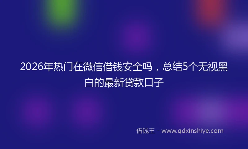 2026年热门在微信借钱安全吗，总结5个无视黑白的最新贷款口子