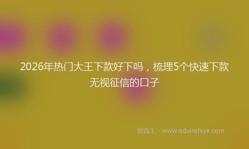 2026年热门大王下款好下吗，梳理5个快速下款无视征信的口子
