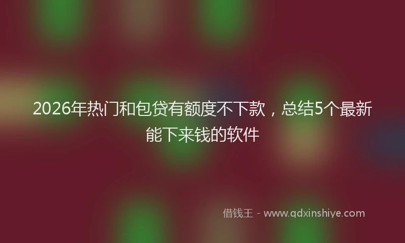 2026年热门和包贷有额度不下款，总结5个最新能下来钱的软件