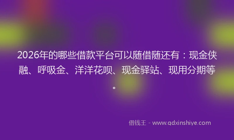 2026年的哪些借款平台可以随借随还有：现金侠融、呼吸金、洋洋花呗、现金驿站、现用分期等。