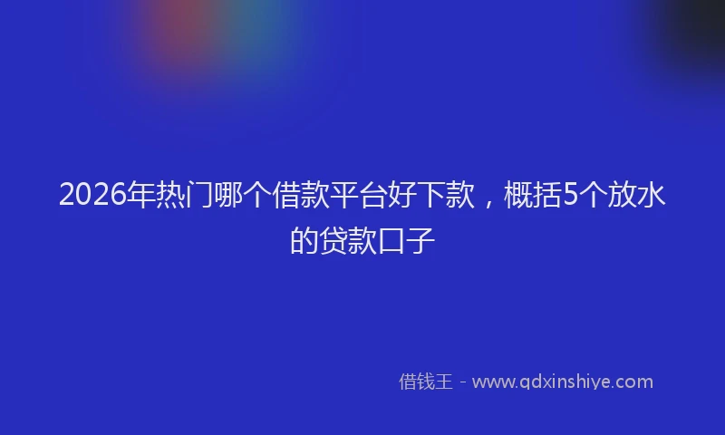 2026年热门哪个借款平台好下款，概括5个放水的贷款口子