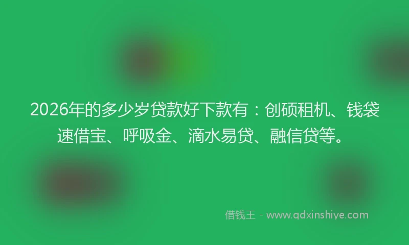 2026年的多少岁贷款好下款有：创硕租机、钱袋速借宝、呼吸金、滴水易贷、融信贷等。