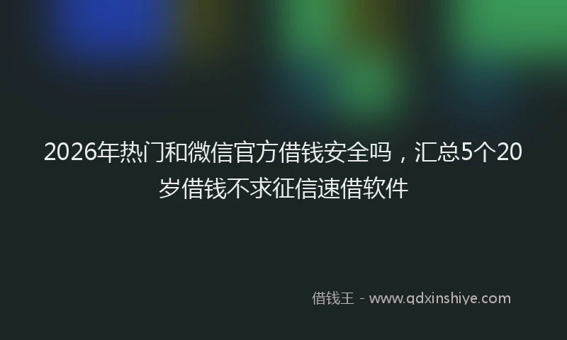 2026年热门和微信官方借钱安全吗，汇总5个20岁借钱不求征信速借软件