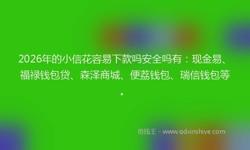 2026年的小信花容易下款吗安全吗有：现金易、福禄钱包贷、森泽商城、便荔钱包、瑞信钱包等。