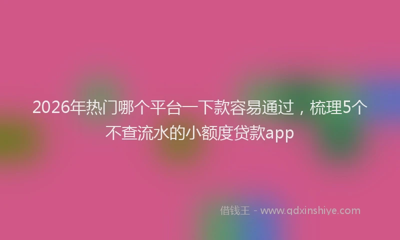 2026年热门哪个平台一下款容易通过，梳理5个不查流水的小额度贷款app