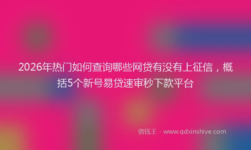 2026年热门如何查询哪些网贷有没有上征信，概括5个新号易贷速审秒下款平台