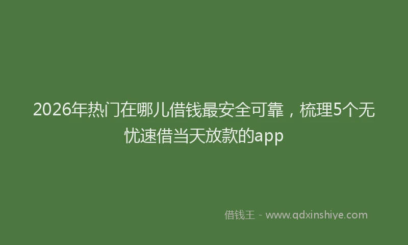 2026年热门在哪儿借钱最安全可靠，梳理5个无忧速借当天放款的app