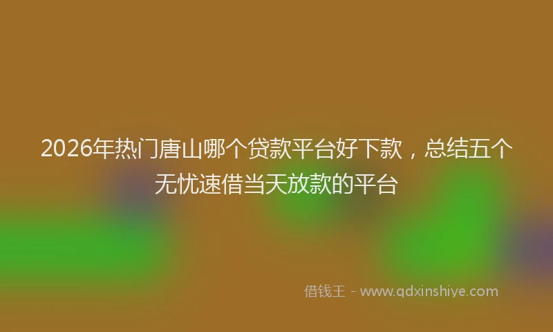 2026年热门唐山哪个贷款平台好下款，总结五个无忧速借当天放款的平台