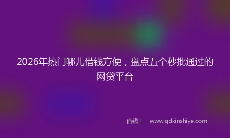 2026年热门哪儿借钱方便，盘点五个秒批通过的网贷平台