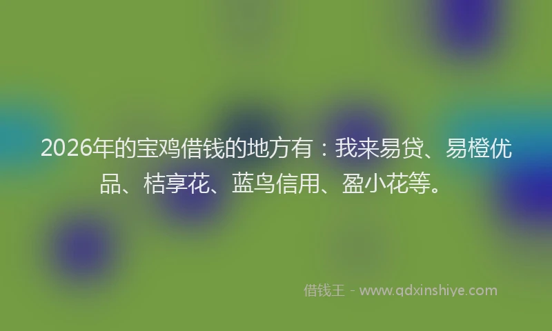 2026年的宝鸡借钱的地方有：我来易贷、易橙优品、桔享花、蓝鸟信用、盈小花等。