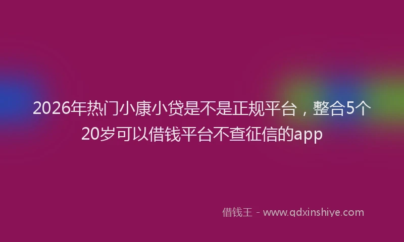 2026年热门小康小贷是不是正规平台，整合5个20岁可以借钱平台不查征信的app