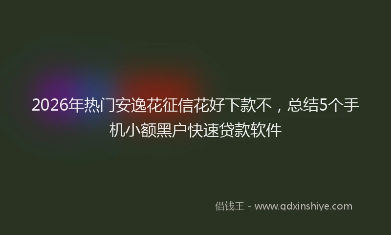 2026年热门安逸花征信花好下款不，总结5个手机小额黑户快速贷款软件