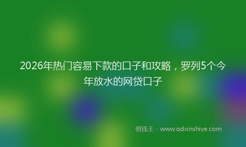 2026年热门容易下款的口子和攻略，罗列5个今年放水的网贷口子
