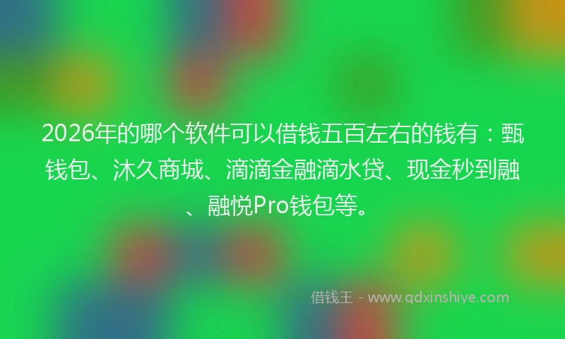 2026年的哪个软件可以借钱五百左右的钱有：甄钱包、沐久商城、滴滴金融滴水贷、现金秒到融、融悦Pro钱包等。