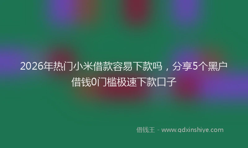 2026年热门小米借款容易下款吗，分享5个黑户借钱0门槛极速下款口子