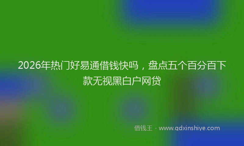 2026年热门好易通借钱快吗，盘点五个百分百下款无视黑白户网贷