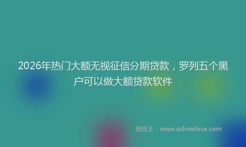 2026年热门大额无视征信分期贷款，罗列五个黑户可以做大额贷款软件
