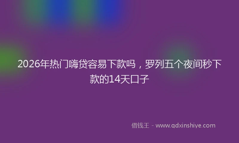 2026年热门嗨贷容易下款吗，罗列五个夜间秒下款的14天口子