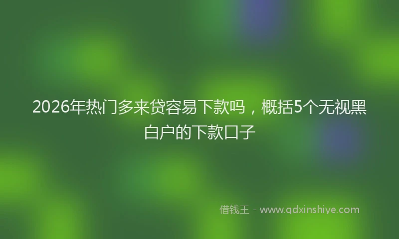 2026年热门多来贷容易下款吗，概括5个无视黑白户的下款口子