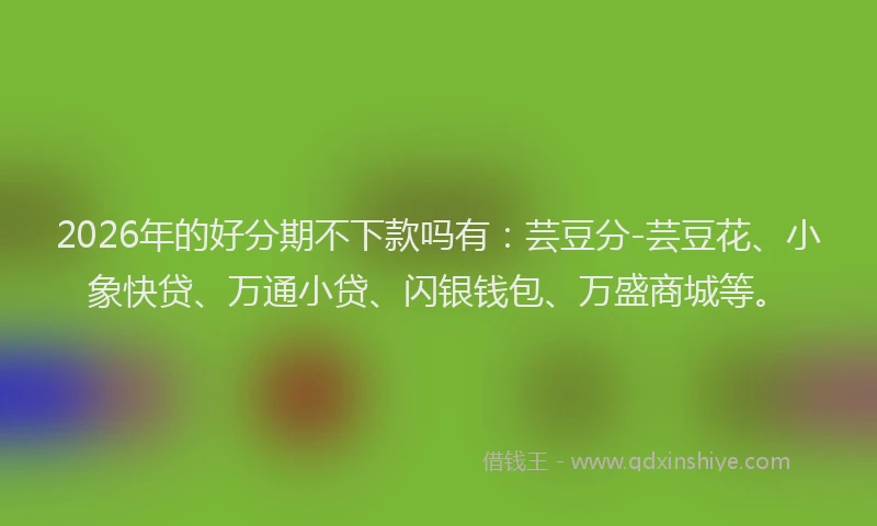 2026年的好分期不下款吗有：芸豆分-芸豆花、小象快贷、万通小贷、闪银钱包、万盛商城等。