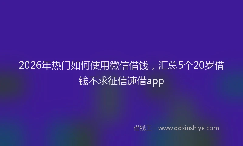 2026年热门如何使用微信借钱,汇总5个20岁借钱不求征信速借app