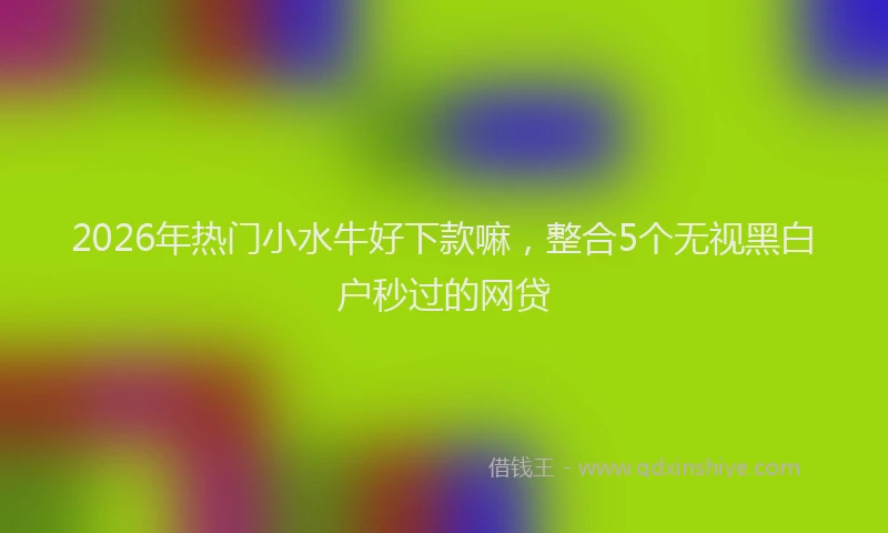 2026年热门小水牛好下款嘛，整合5个无视黑白户秒过的网贷