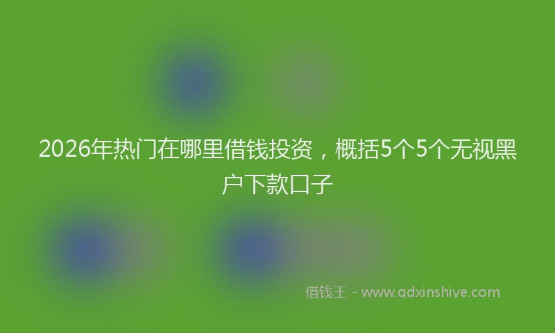 2026年热门在哪里借钱投资，概括5个5个无视黑户下款口子