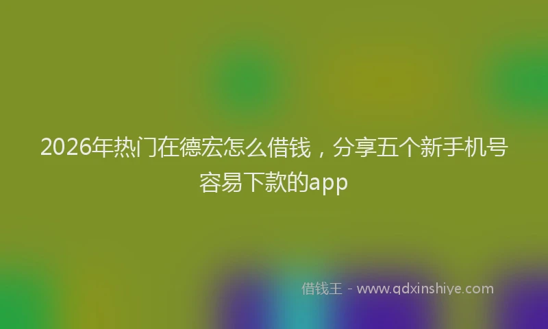 2026年热门在德宏怎么借钱，分享五个新手机号容易下款的app