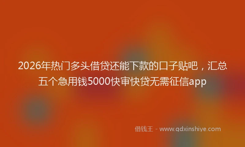 2026年热门多头借贷还能下款的口子贴吧，汇总五个急用钱5000快审快贷无需征信app