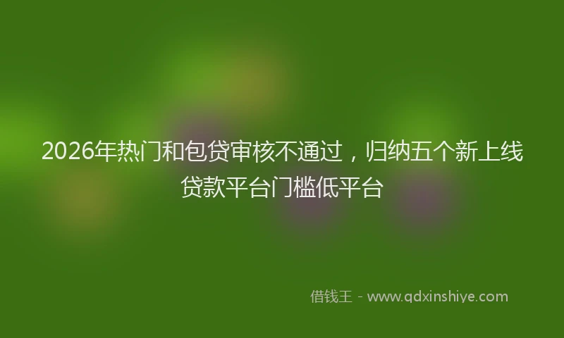 2026年热门和包贷审核不通过，归纳五个新上线贷款平台门槛低平台