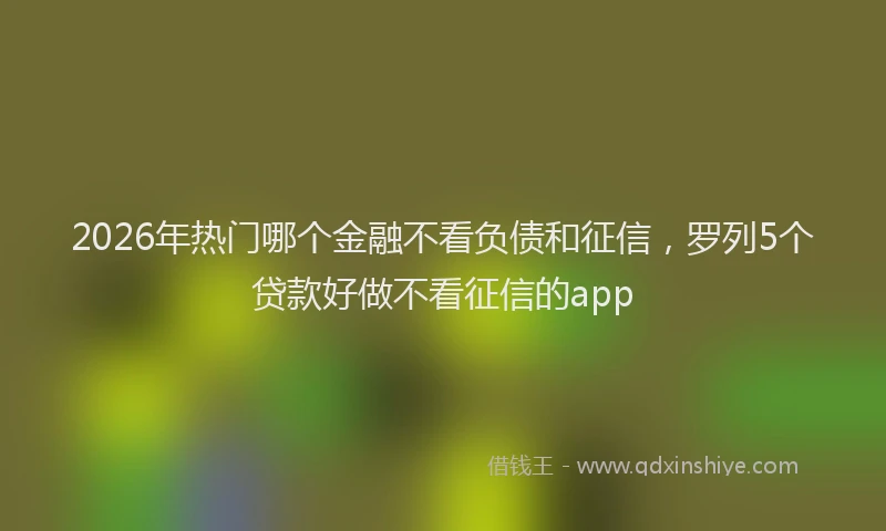 2026年热门哪个金融不看负债和征信，罗列5个贷款好做不看征信的app