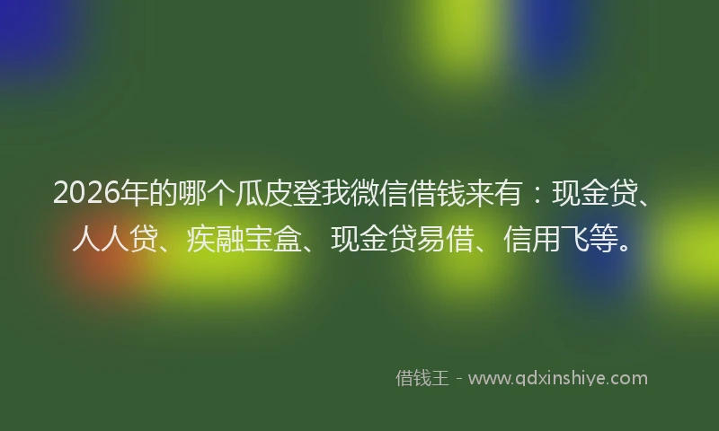 2026年的哪个瓜皮登我微信借钱来有：现金贷、人人贷、疾融宝盒、现金贷易借、信用飞等。