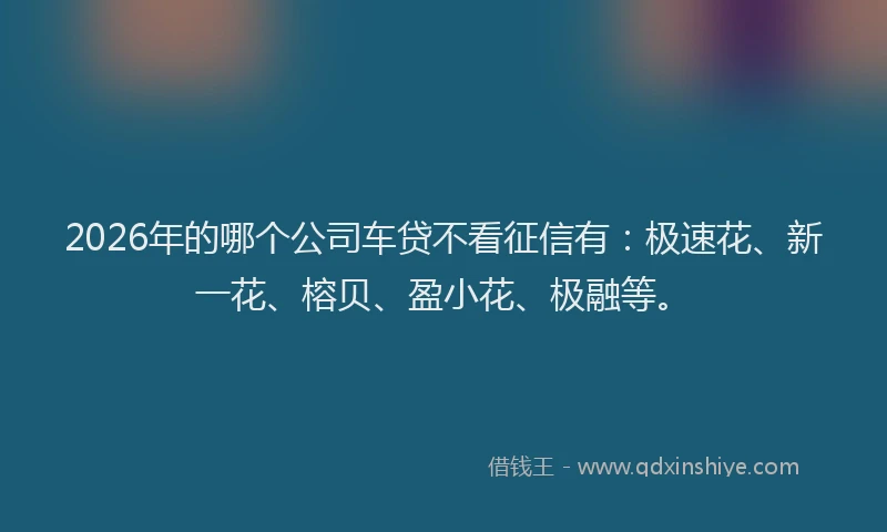 2026年的哪个公司车贷不看征信有：极速花、新一花、榕贝、盈小花、极融等。