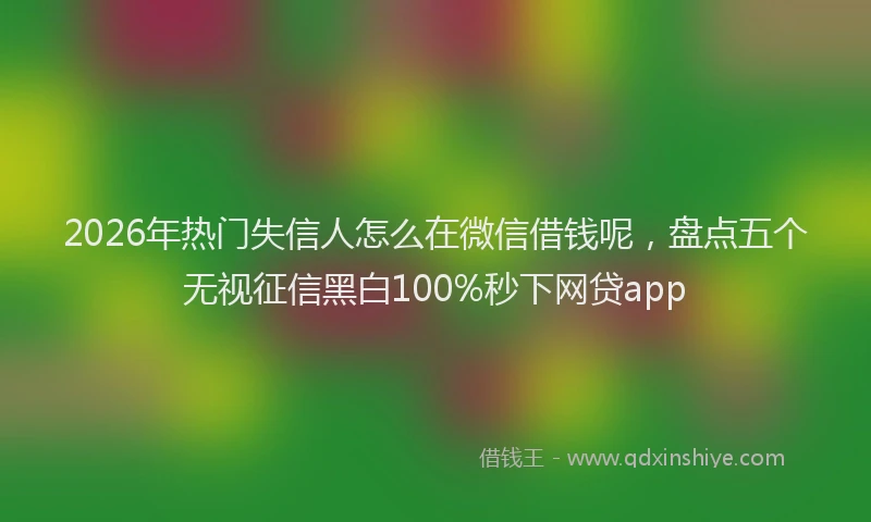 2026年热门失信人怎么在微信借钱呢，盘点五个无视征信黑白100%秒下网贷app