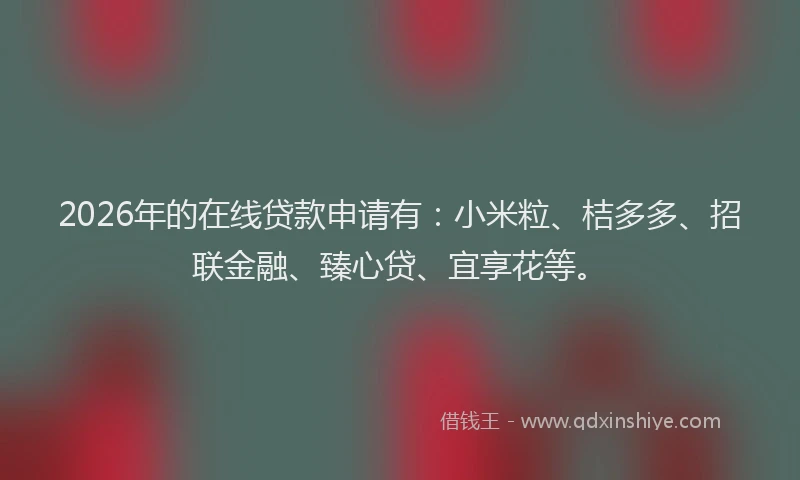 2026年的在线贷款申请有：小米粒、桔多多、招联金融、臻心贷、宜享花等。