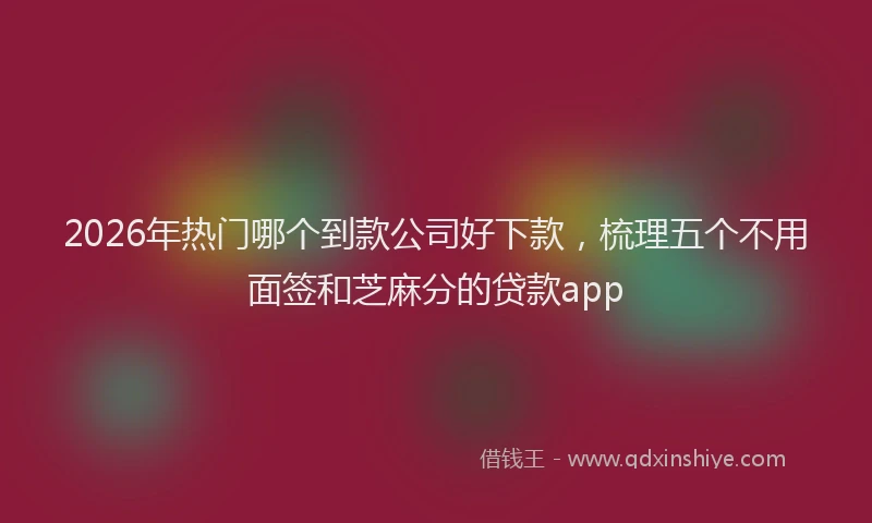 2026年热门哪个到款公司好下款，梳理五个不用面签和芝麻分的贷款app