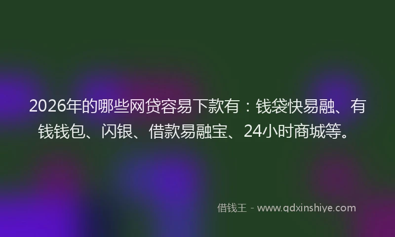 2026年的哪些网贷容易下款有：钱袋快易融、有钱钱包、闪银、借款易融宝、24小时商城等。