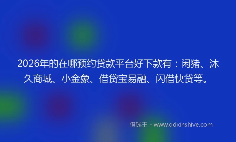 2026年的在哪预约贷款平台好下款有：闲猪、沐久商城、小金象、借贷宝易融、闪借快贷等。